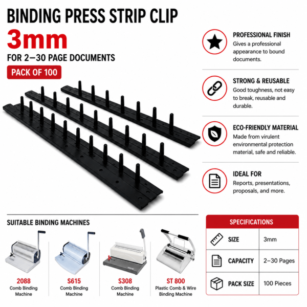 Binding Press Strip Clip 3mm