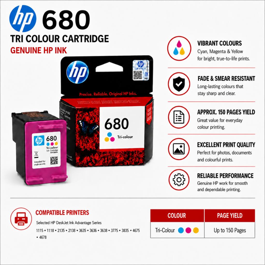 HP 680 Tri Colour Cartridge